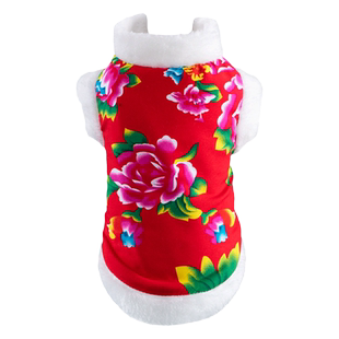 猫咪衣服秋冬东北大花棉袄布偶幼猫英短拜年陪嫁宠物新年喜庆唐装