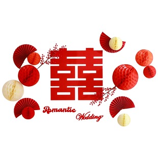 婚房布置套装结婚新房装饰婚礼男方女方卧室高级感背景墙床头拉花