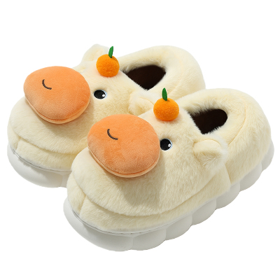 可爱水豚加厚棉拖鞋情侣包跟防滑