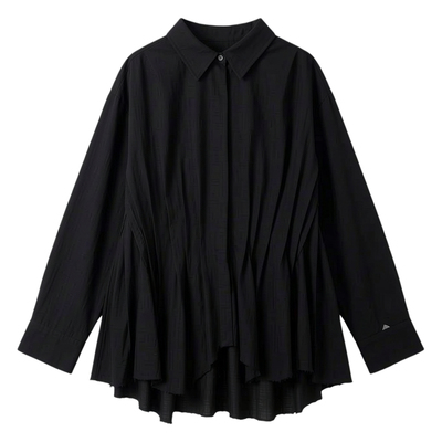 TCCW简约设计感V领压褶衬衫