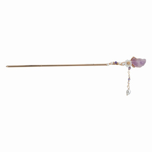 紫色原石步摇发簪汉服配饰古风旗袍发钗簪头饰发饰仙女 森系 超仙