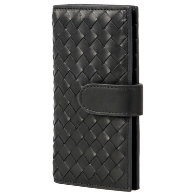 卡包头层牛皮编织大容量多卡位