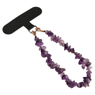 天然紫水晶碎石手机链原石碎石手腕款防丢垫片手机挂绳小众挂饰26