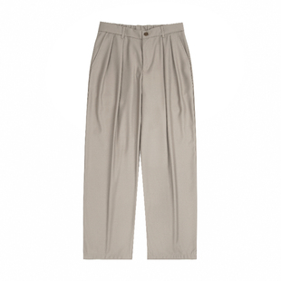 ONUN 宽松直筒廓形中缝西裤半松紧腰双褶阔腿休闲垂坠感抗皱长裤