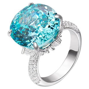 VISING人工帕拉伊巴色戒指蓝色戒指指环S925银饰22克拉