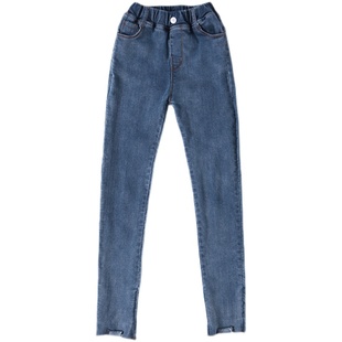 女童牛仔裤紧身铅笔裤2025秋装新款中大童洋气显瘦高弹纯棉小脚裤