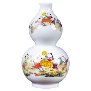 景德镇陶瓷葫芦摆件装饰花瓶葫芦大号酒瓶罐开口葫芦型花瓶小插花