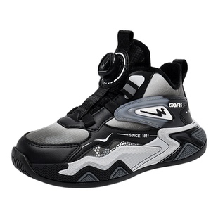 双星儿童篮球鞋2025秋冬款皮面防水黑色运动鞋男童冬季加绒二棉鞋