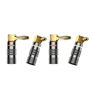 臻威香蕉音频线插头90度弯头音频线音响线音箱喇叭线音箱专用端子