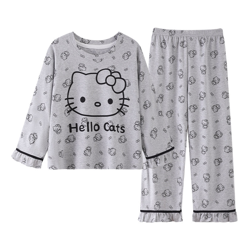 女童纯棉春秋长袖圆领家居服