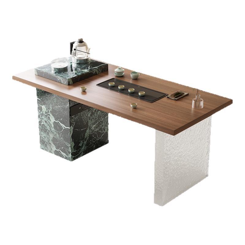 阳台意式极简岩板茶桌现代轻奢高级感泡茶台一体客厅家用小型茶台