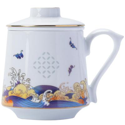 景德镇玲珑瓷雕刻茶水分离泡茶杯