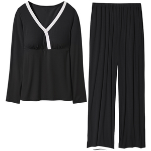 月子服春秋季产后孕妇哺乳睡衣带胸垫莫代尔夏季薄款家居服套装