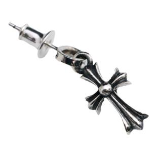 一休老银匠制作S925银纯银小十字架耳钉潮流朋克风格男女款耳坠