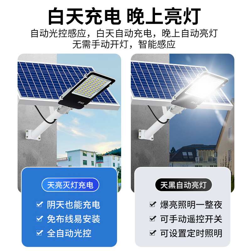 太阳能灯户外庭院灯新农村亮院子爆米金照明灯路灯大功率家用6豆