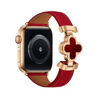 壳里斯iwatch表带S11四叶草金属皮革磁吸扣适用S10苹果applewatch华为GT6手表FIT4红米5小米9pro小众女款新款