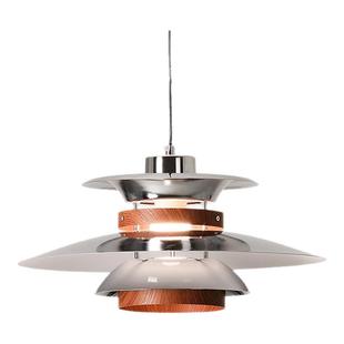 法式复古PH5飞碟餐厅吊灯中古风胡桃色意式设计师创意吧台吊线灯