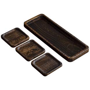 实木茶盘家用茶具托盘中式下午茶点心盘木质水果小零食盘分格套装