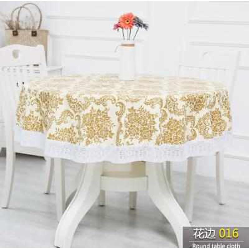 诚135cm防水大圆桌布圆形餐桌布田园家用酒店饭店软塑料台布PVC防