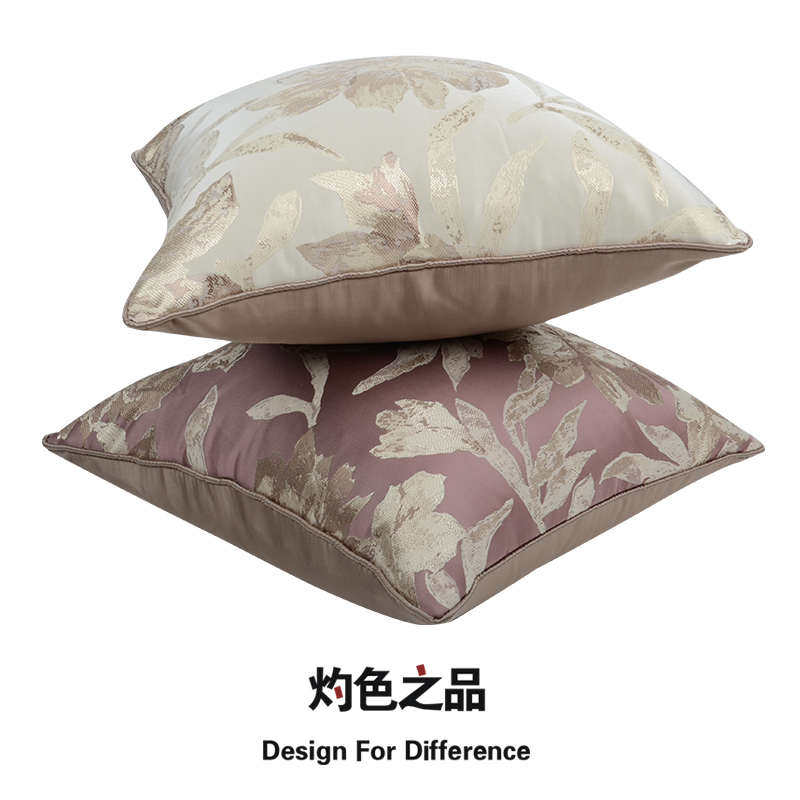 中式古代米白紫提花别墅会所酒店沙发床头组合靠包靠枕靠垫大抱枕