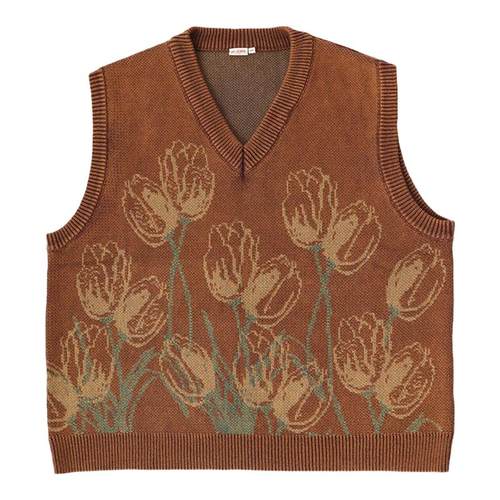 No sense无感官 日系复古男女慵懒宽松廓形毛衣背心提花针织马甲