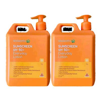 澳大利亚直邮Woolworths防晒霜轻薄不油腻SPF50+防紫外线1L*2瓶正