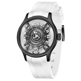 OBLVLO欧宝罗曲率发动机星舰转子机械表男女同款强蓝夜光氟橡胶