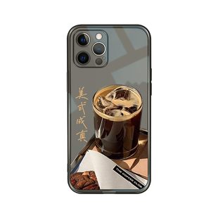 适用苹果16promax透黑手机壳iPhone15新款14美式咖啡13promax镜头全包12pro硅胶软壳xr防摔11透明xsmax情侣款