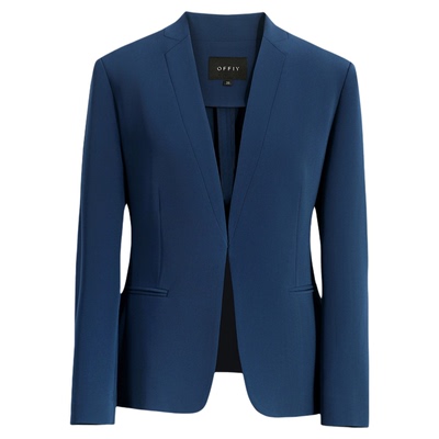 显瘦气质醋酸无领西装半裙套装