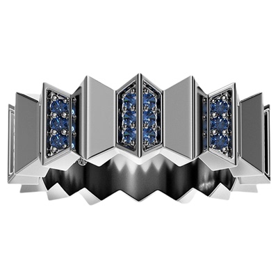 [杨紫同款]APM Monaco海军蓝Up and Down戒指深灰宽版情人节礼物