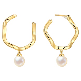 潮宏基追光耳钉s925银珍珠耳环耳饰银饰时尚简约女妇女节礼物