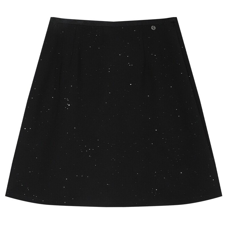 白鹿语细闪星点高腰A字裙女