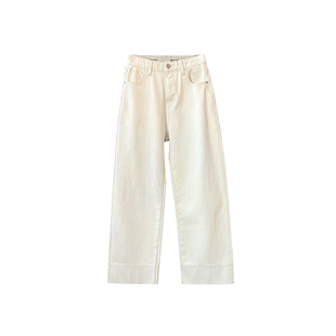 直直腿~！白色九分宽松直筒裤女2026新款韩版阔腿小个子牛仔裤子