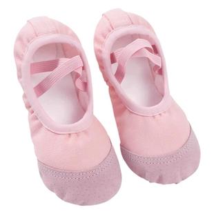 加绒加厚舞蹈鞋儿童秋冬保暖练功鞋皮头肉色女童中国舞跳舞软底鞋