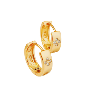 罚罪2文江燕梁洁同款耳环925纯银小花朵镶钻耳扣女冷淡风个性耳圈