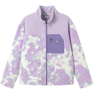 PUMA彪马童装秋季新款儿童拉链外套女童摇粒绒外套拉链口袋上衣