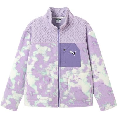 PUMA彪马童装秋季新款儿童拉链外套女童摇粒绒外套拉链口袋上衣