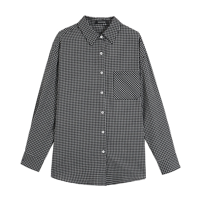 pusumede经典黑白格子衬衫外套女设计感小众衬衣宽松气质休闲上衣