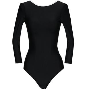 MEMORYBABY度假复古气质保守遮肚显瘦惊艳露背七分长袖款连体泳衣