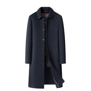 双面绒大衣男士中长款过膝翻领商务行政冬新款羽绒内胆羊毛呢外套