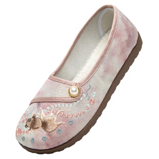 步锦轩2026新款绣花鞋老北京布鞋女士民族风单鞋软底轻便老人鞋子