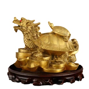 纯铜龙龟摆件黄铜八卦金钱龟母子龟龙头龟玄武家居办公室