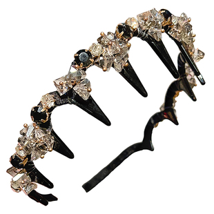 贵女范儿~轻奢高端水钻波浪发箍女高级感带齿防滑高颅顶头箍发卡