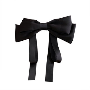 白色飘带大蝴蝶结发夹女后脑勺发卡半扎发头饰2025新款高级感发饰