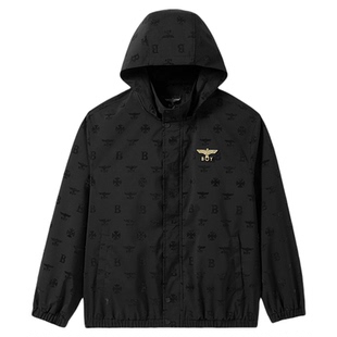 BOYLONDON黑色潮牌满印植绒梭织外套 2026年春季新款上衣N23004