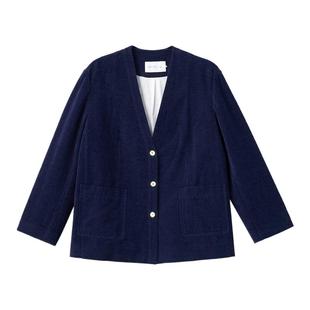 素然klee klee 秋季女士休闲知识分子风雪尼尔蓝布休闲化正装西装