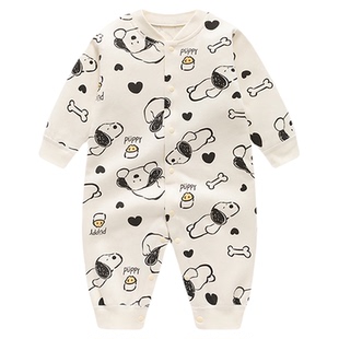 婴儿衣服春秋季纯棉睡衣男女宝宝长袖对开连体衣宝宝外出哈衣爬服