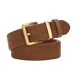 真皮女士皮带2025新款绒面复古欧美风棕色宽腰带男女款配牛仔裤带