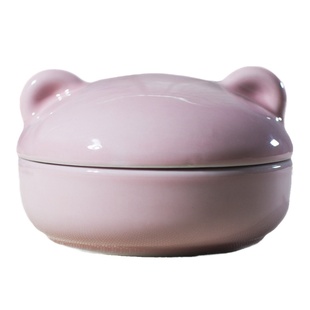 陶瓷创意墨盒可爱小熊火锅砚台带盖防干墨海双圈书法文房毛笔笔搁