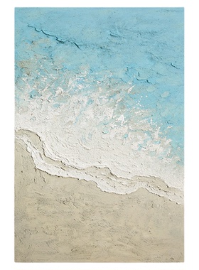 纯手绘海浪简约现代风玄关挂画